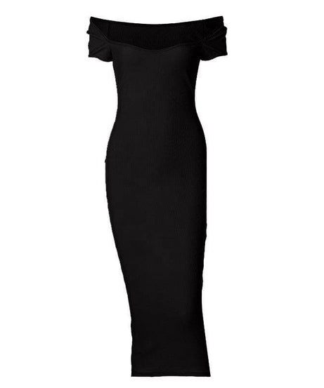 Siren Red Off-Shoulder Ribbed Midi Dress - Autumn Allure for Fall & Holiday Events