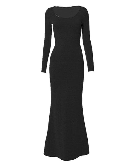 Fall Chic & Cozy: Women's Long Sleeve Scoop Neck Mermaid Maxi Dress