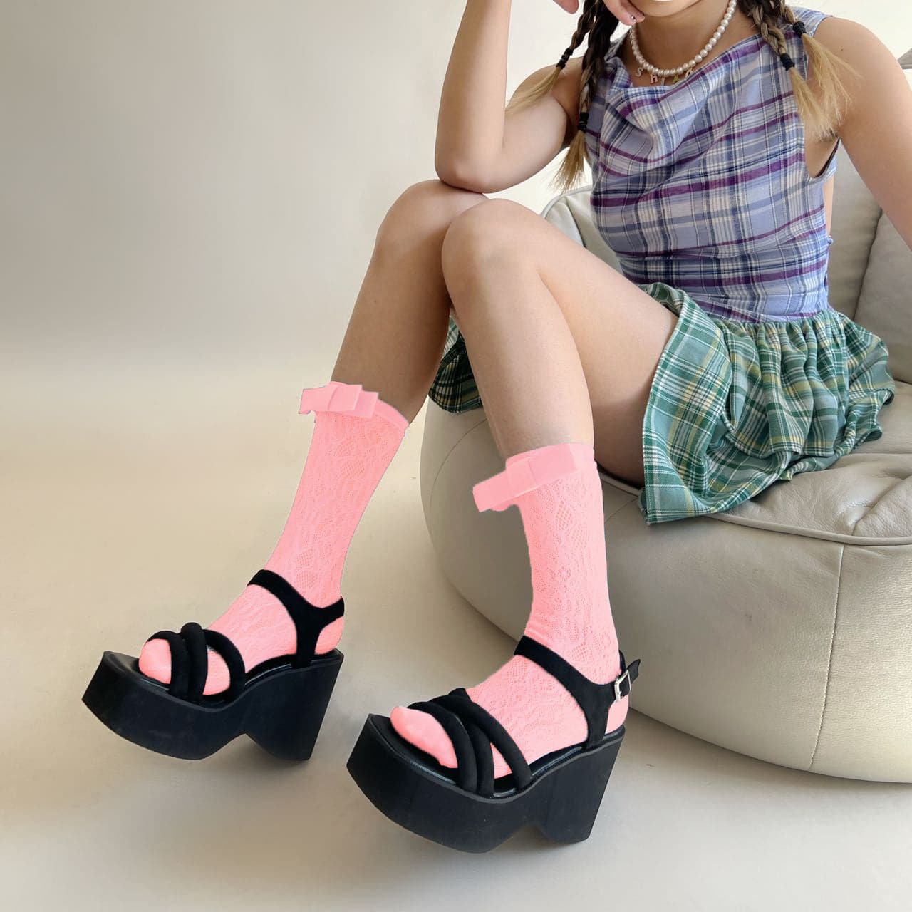 Chic Coquette Bow Lace Knee-High Socks - Vintage Charm for Fall Styling