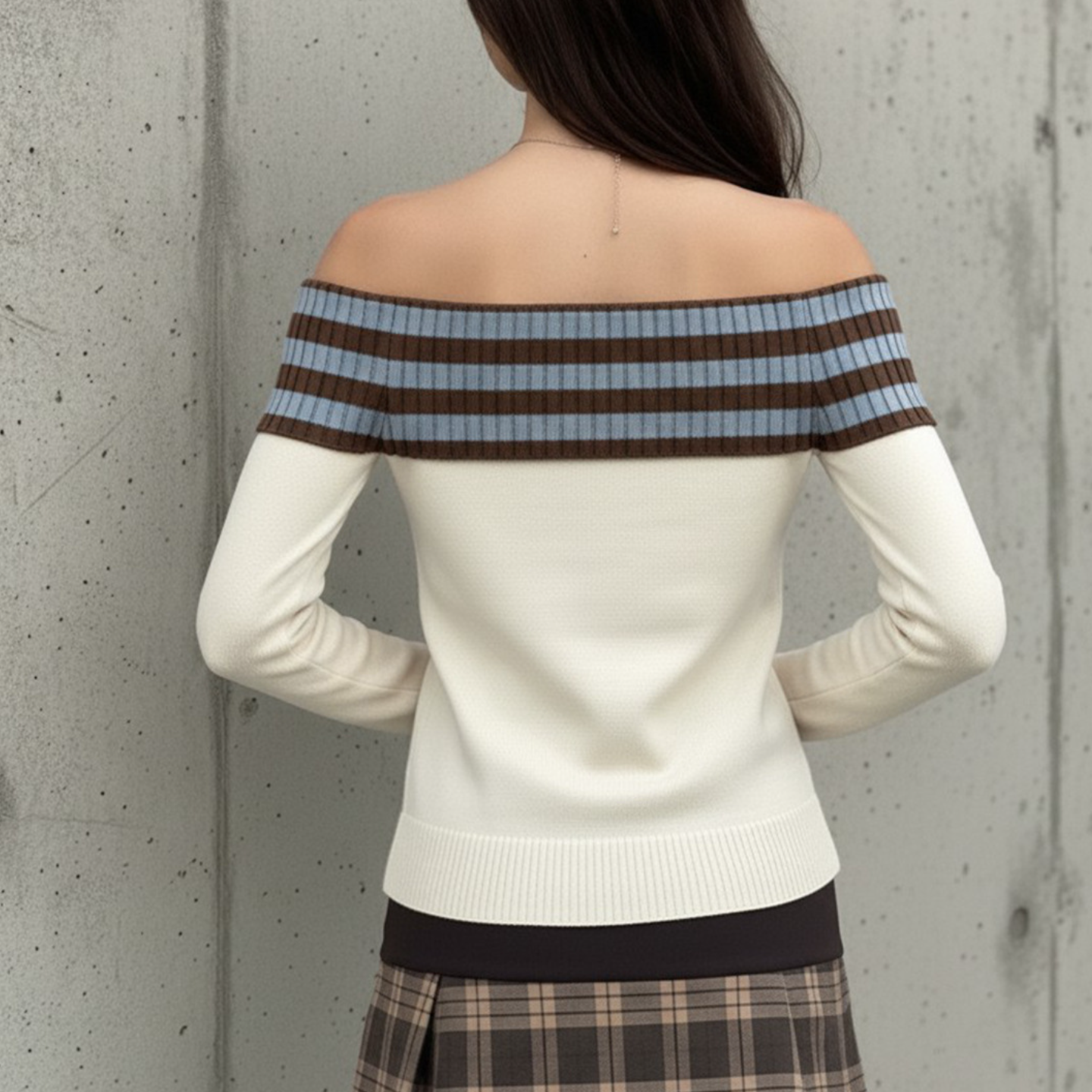 Chic Star & Stripe Off-Shoulder Knit Top - Your Ultimate Fall Fashion Essential