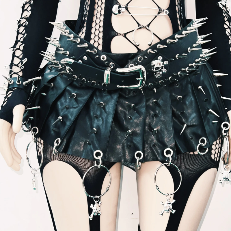 Spiked Skull Harness Bra Top - Unleash Your Inner Rebel for Halloween, Rave & Gothic Nights