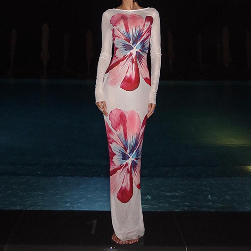 Painterly Bloom Sheer Maxi Dress - Your Glamorous Fall Escape & Resort Statement