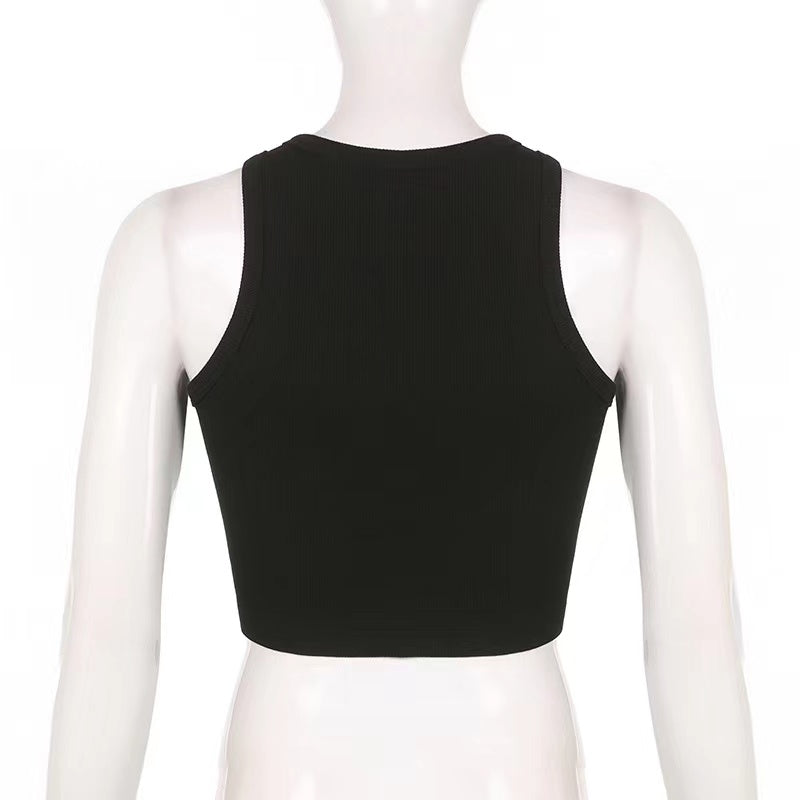 Ethereal Angelic Halftone Crop Top - Y2K Ribbed Graphic Tank for Fall & Halloween