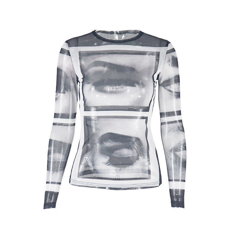 Mystic Gaze Mesh Long Sleeve Top | Edgy Fall Statement for Women