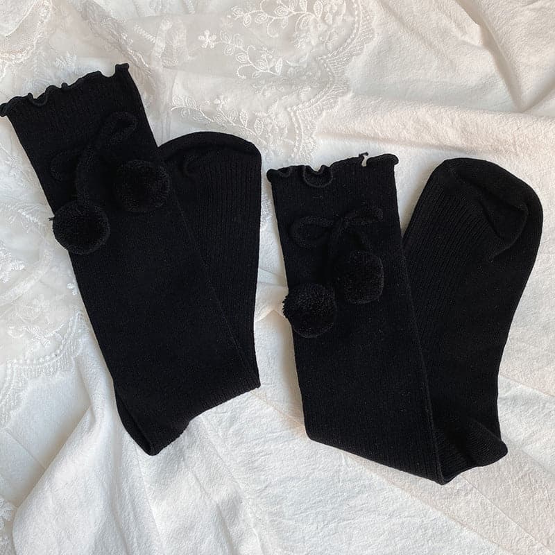 Sweet Cherry Ruffle Knee-High Socks - Cozy & Cute Fall Fashion Staple