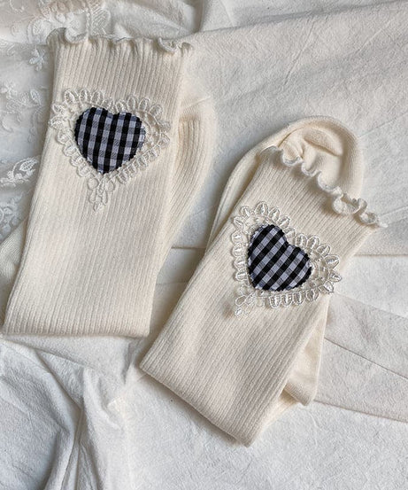 Sweet & Spooky: Ruffle Heart Ribbed Crew Socks - Fall & Halloween Ready!