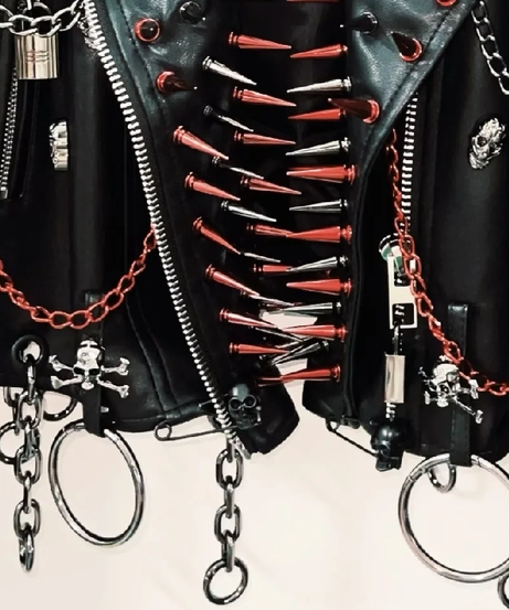 Unleash Your Edge: Women's Spiked & Chained Skull PU Leather Jacket - Halloween & Fall Goth Punk Statement