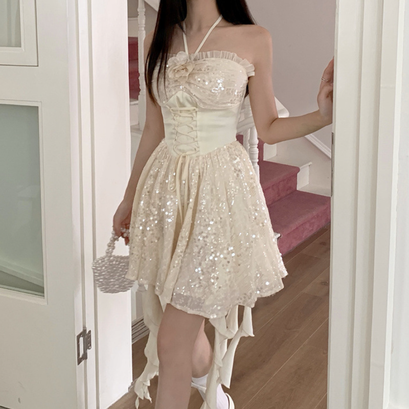 Enchanting Sequin Halter Corset Mini Dress - Your Dazzling Pick for Fall Parties & Holiday Celebrations