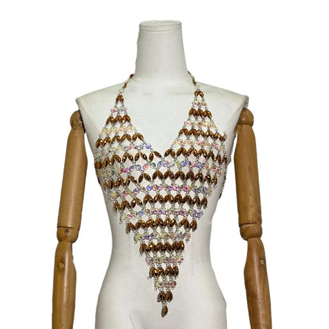 Dazzling 'Golden Hour' Rhinestone Halter Top - Sparkle & Shine for NYE & Holiday Parties