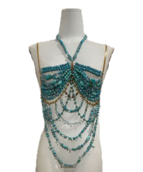 Mermaidcore Enchantment Beaded Halter Top | Festival Glam & Holiday Resort Wear