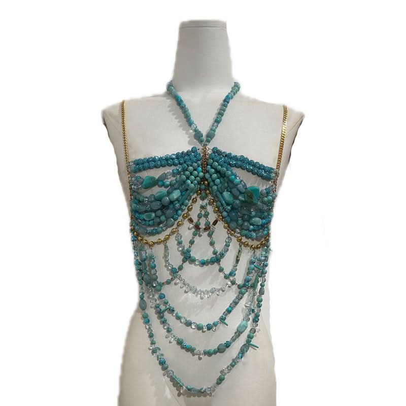 Mermaidcore Enchantment Beaded Halter Top | Festival Glam & Holiday Resort Wear