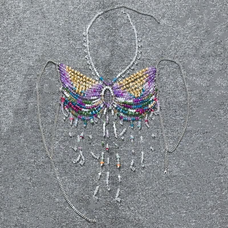 Sparkling Rainbow Beaded Halter Top - Festival, Rave & Tropical Getaway Essential