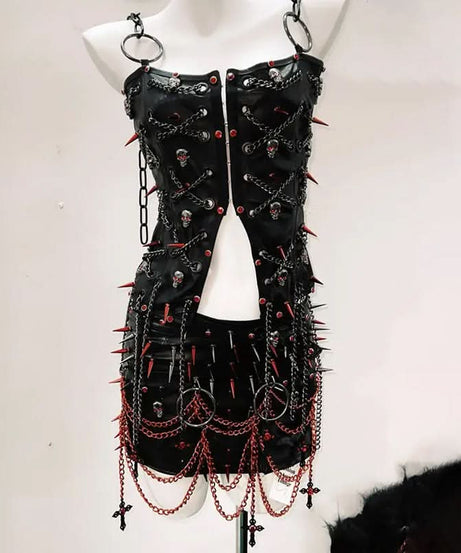 Rebel Siren Spiked Faux Leather Set | Goth, Punk & Halloween Clubwear for Women