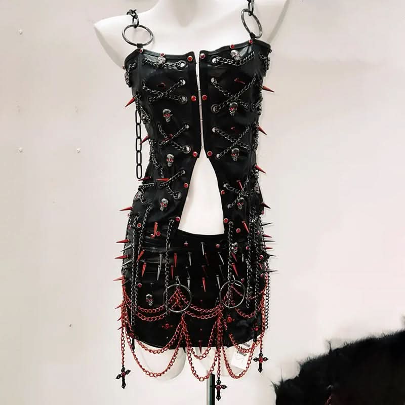 Rebel Siren Spiked Faux Leather Set | Goth, Punk & Halloween Clubwear for Women