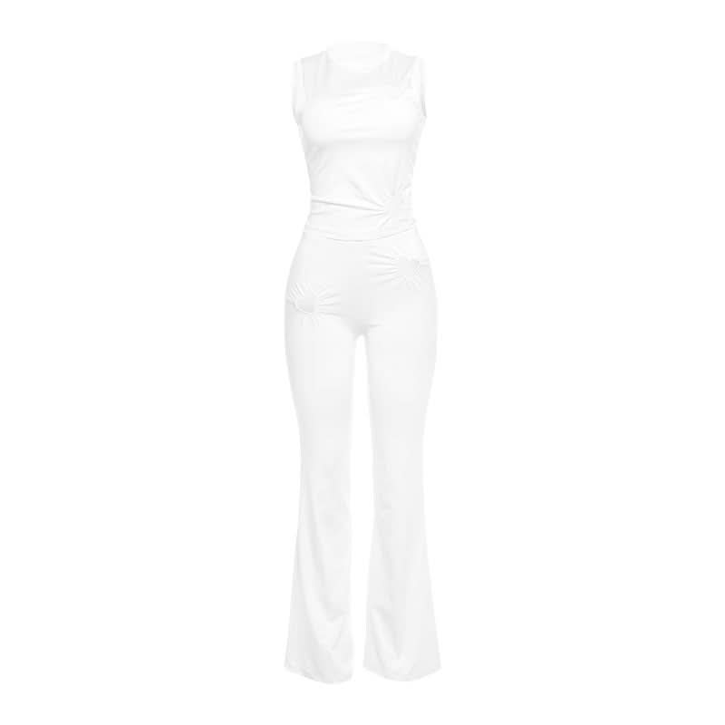 Autumn Dream Pink Heart Ruched Flare Set - Y2K Chic Loungewear Co-ord for Women