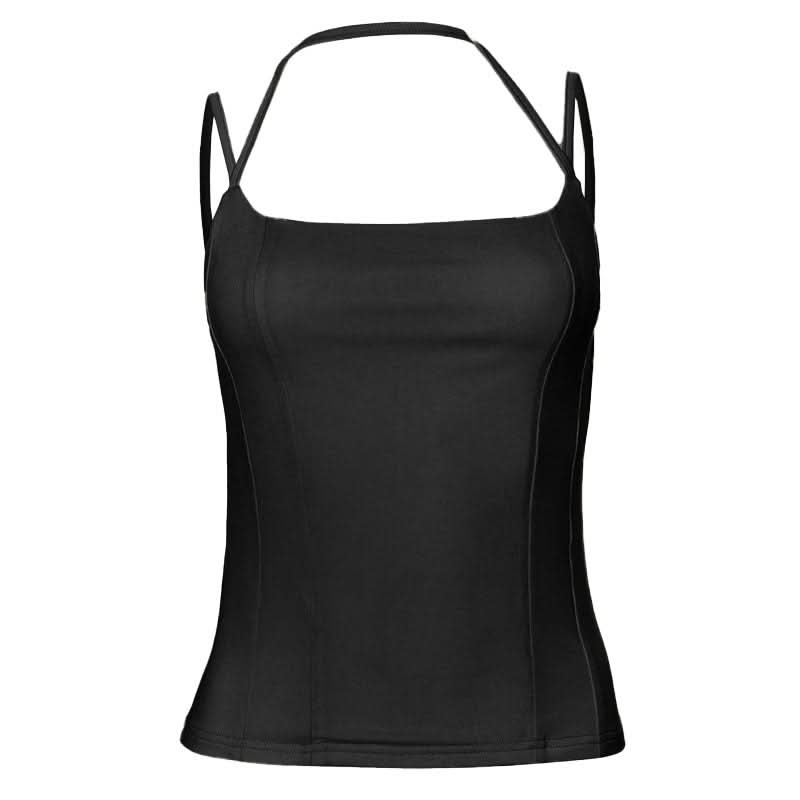 Sculpting Square Neck Halter Cami Top - Chic Fall Layering Essential for Women