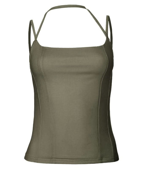 Sculpting Square Neck Halter Cami Top - Chic Fall Layering Essential for Women