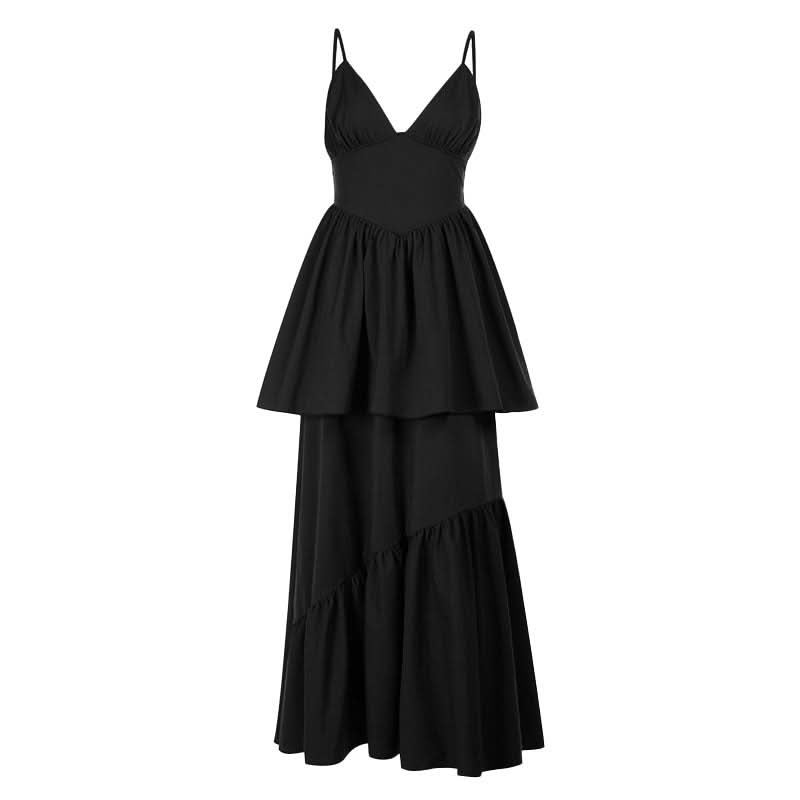 Fall Chic Terracotta Tiered Maxi Dress - Women's Ruched V-Neck Cami