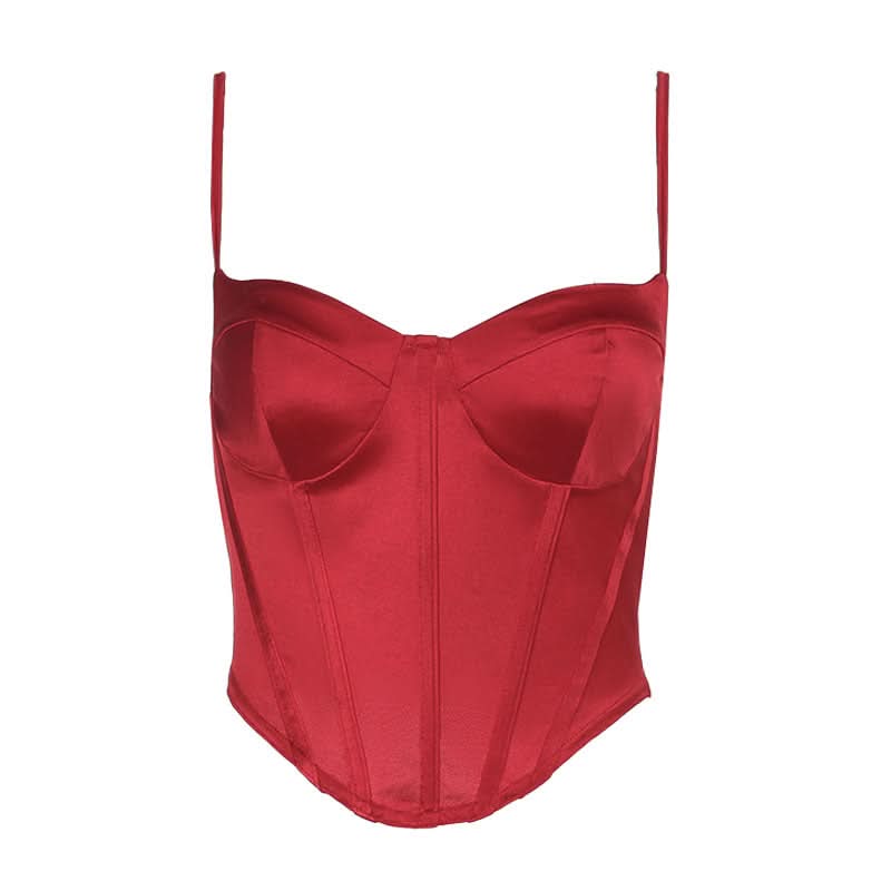 Luxe Ruby Red Satin Corset Top | Your Go-To for Fall & Holiday Glam