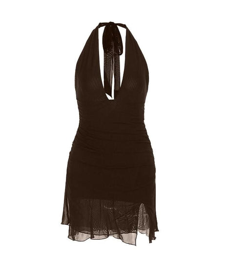 Sultry Black Halter Ruched Mini Dress - Your Ultimate Fall & Holiday Party Essential