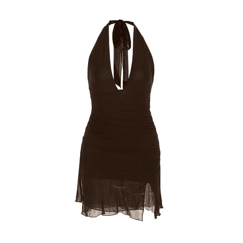 Sultry Black Halter Ruched Mini Dress - Your Ultimate Fall & Holiday Party Essential