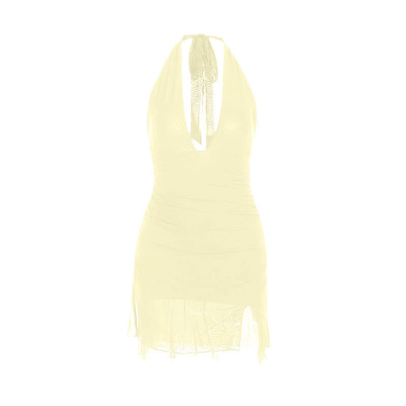 Sultry Black Halter Ruched Mini Dress - Your Ultimate Fall & Holiday Party Essential