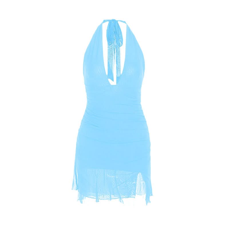 Sultry Black Halter Ruched Mini Dress - Your Ultimate Fall & Holiday Party Essential