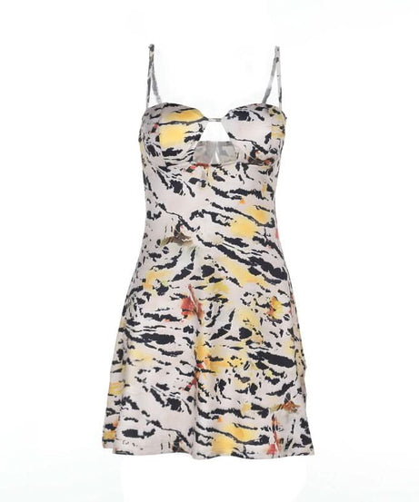 Fierce Fall Style: Abstract Tiger Print Cut-Out Cami Mini Dress