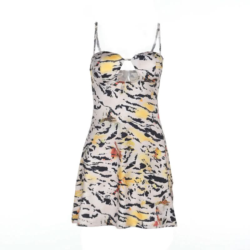 Fierce Fall Style: Abstract Tiger Print Cut-Out Cami Mini Dress