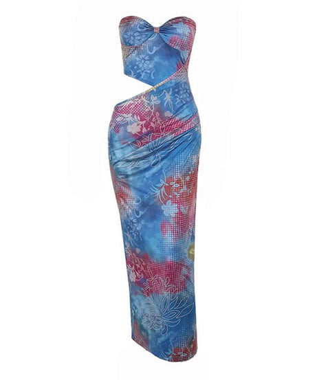 Vibrant Tropical Bloom Strapless Cutout Maxi Dress - Your Fall/Winter Vacation Essential