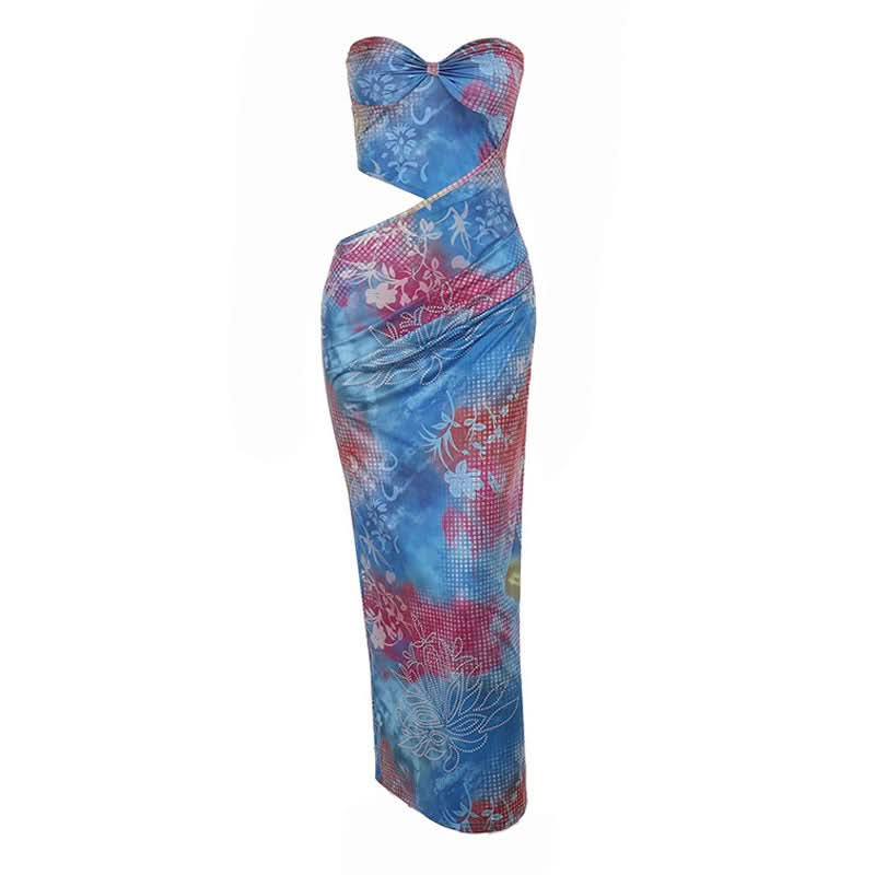 Vibrant Tropical Bloom Strapless Cutout Maxi Dress - Your Fall/Winter Vacation Essential