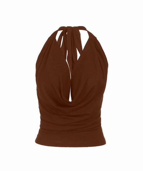Effortless Chic Black Cowl Neck Halter Top - Your Fall & Holiday Go-To