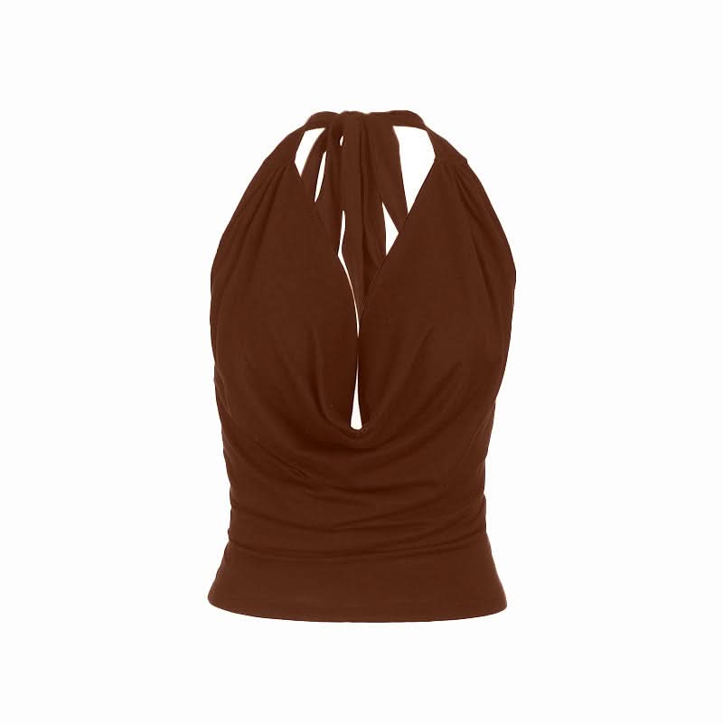 Effortless Chic Black Cowl Neck Halter Top - Your Fall & Holiday Go-To
