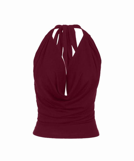 Effortless Chic Black Cowl Neck Halter Top - Your Fall & Holiday Go-To