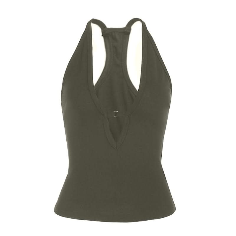 Sultry Deep V-Neck Cutout Tank Top – Your Fall & Holiday Party Statement