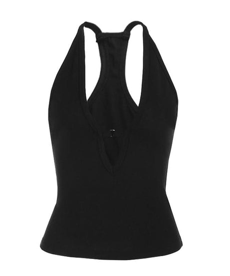 Sultry Deep V-Neck Cutout Tank Top – Your Fall & Holiday Party Statement