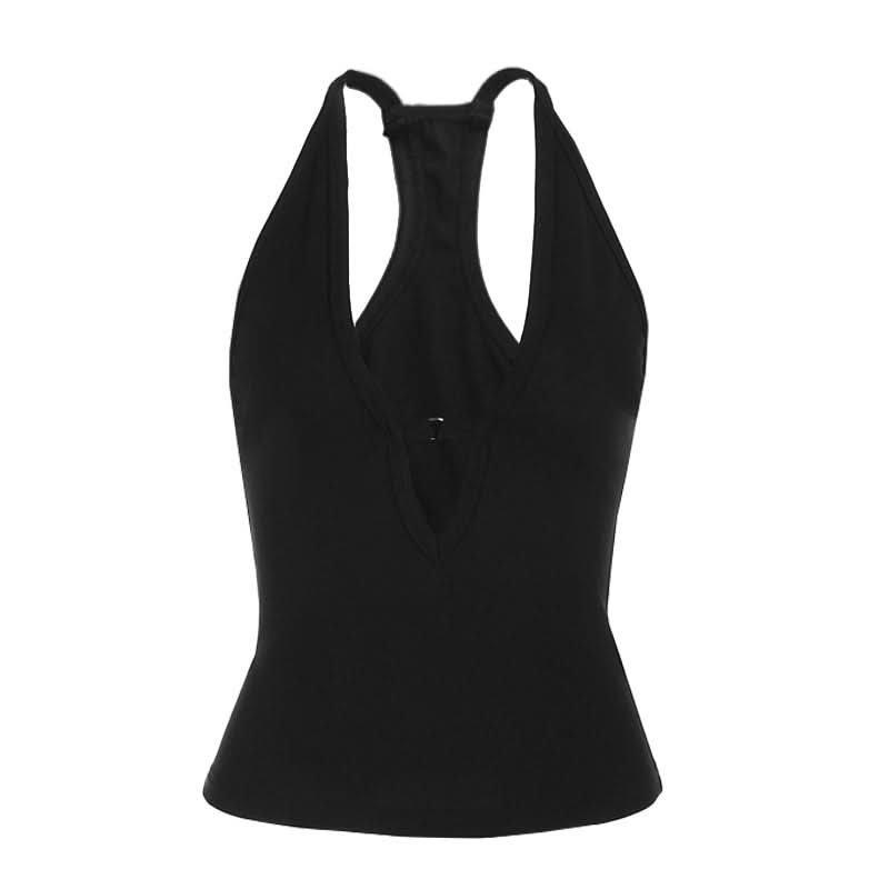 Sultry Deep V-Neck Cutout Tank Top – Your Fall & Holiday Party Statement
