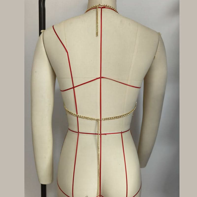 Showstopping Pearl & Gold Chain Halter Top | Daring Festival & Fall Party Glam