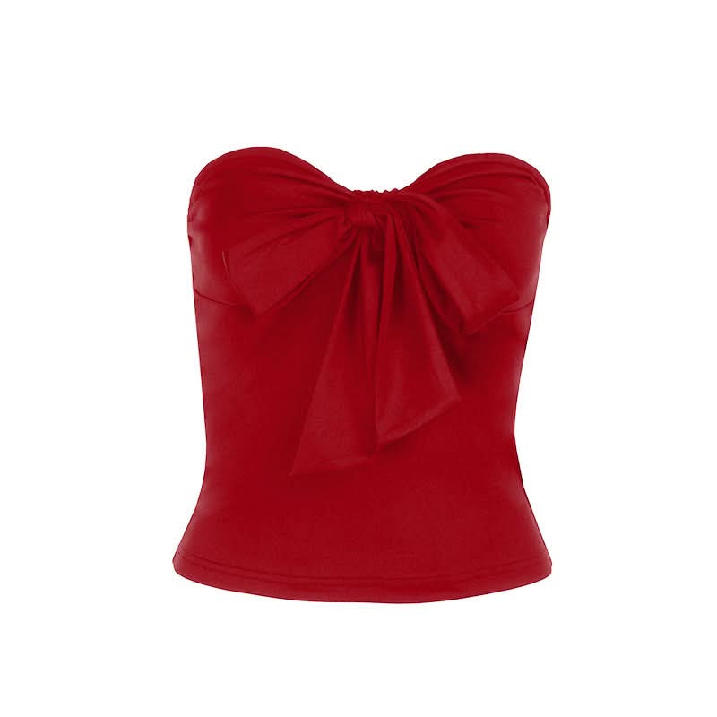 Chic Black Bowknot Strapless Top | Fall & Holiday Party Essential for Women