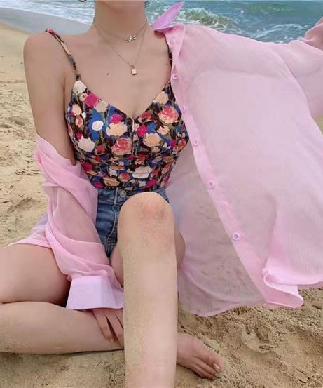 Tropical Escape Floral Smocked Padded Cami Top - Your Fall Getaway Essential