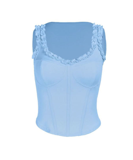 Sunny Yellow Ruffled Corset Bustier Tank Top - Chic Fall Layering Essential