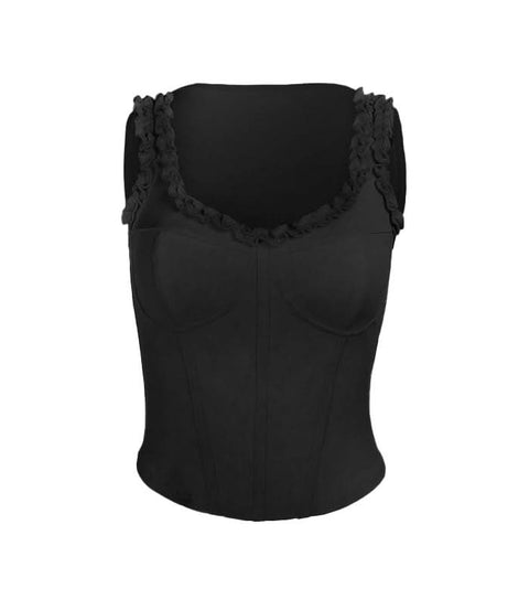 Sunny Yellow Ruffled Corset Bustier Tank Top - Chic Fall Layering Essential