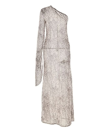 Effortless Chic: Leopard Print One-Shoulder Chiffon Maxi Dress - Perfect for Fall & Holiday Parties