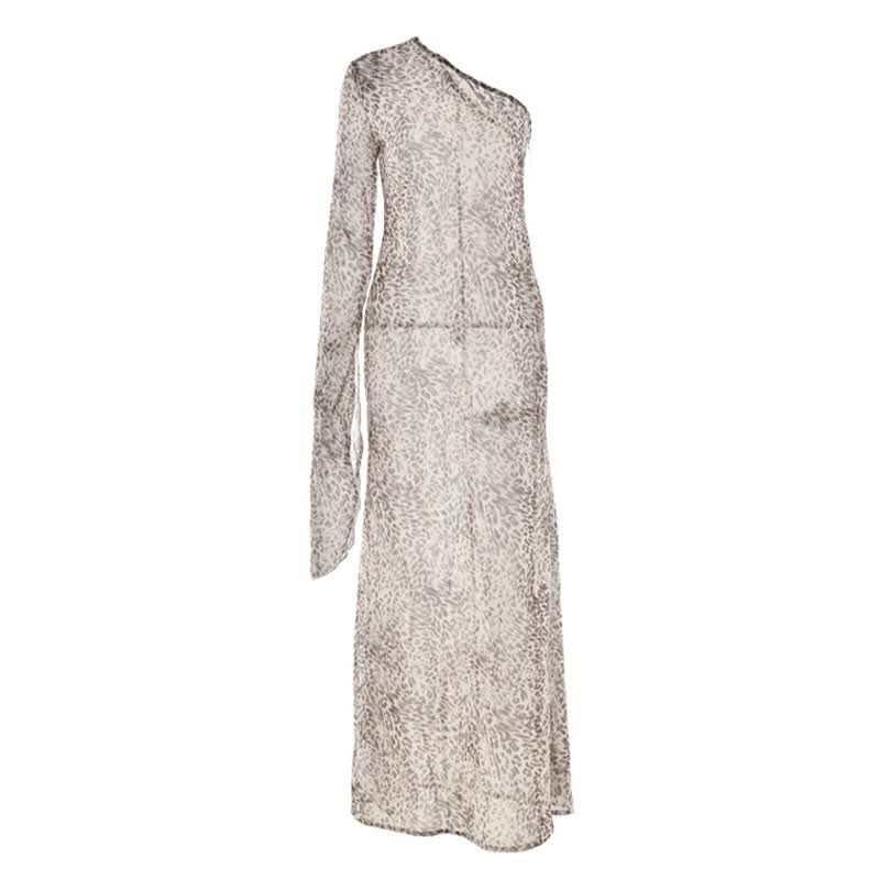 Effortless Chic: Leopard Print One-Shoulder Chiffon Maxi Dress - Perfect for Fall & Holiday Parties