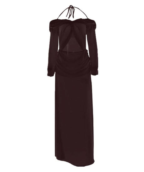 Vibrant Pink Halter Off-Shoulder Cut-Out Maxi Dress - Chic Fall Wedding Guest & Holiday Party Gown