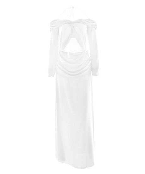 Vibrant Pink Halter Off-Shoulder Cut-Out Maxi Dress - Chic Fall Wedding Guest & Holiday Party Gown