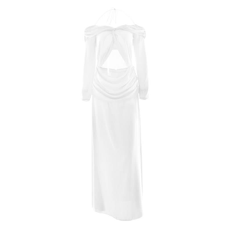 Vibrant Pink Halter Off-Shoulder Cut-Out Maxi Dress - Chic Fall Wedding Guest & Holiday Party Gown