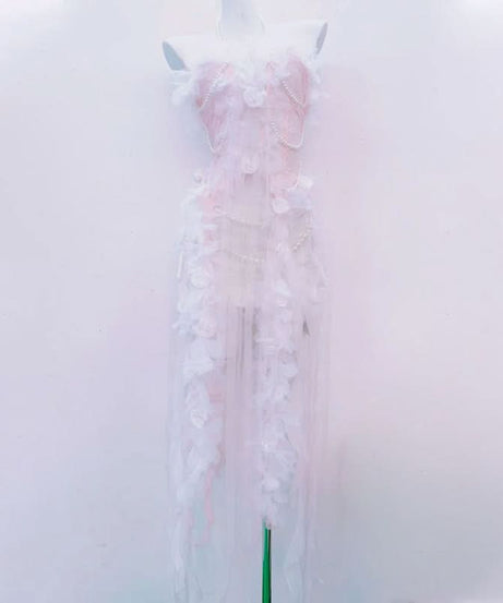 Enchanted Pearl & Floral Illusion Gown - Holiday Gala & Winter Wedding Ready