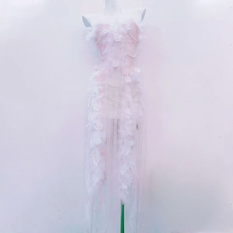 Enchanted Pearl & Floral Illusion Gown - Holiday Gala & Winter Wedding Ready