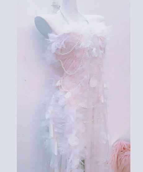 Enchanted Pearl & Floral Illusion Gown - Holiday Gala & Winter Wedding Ready